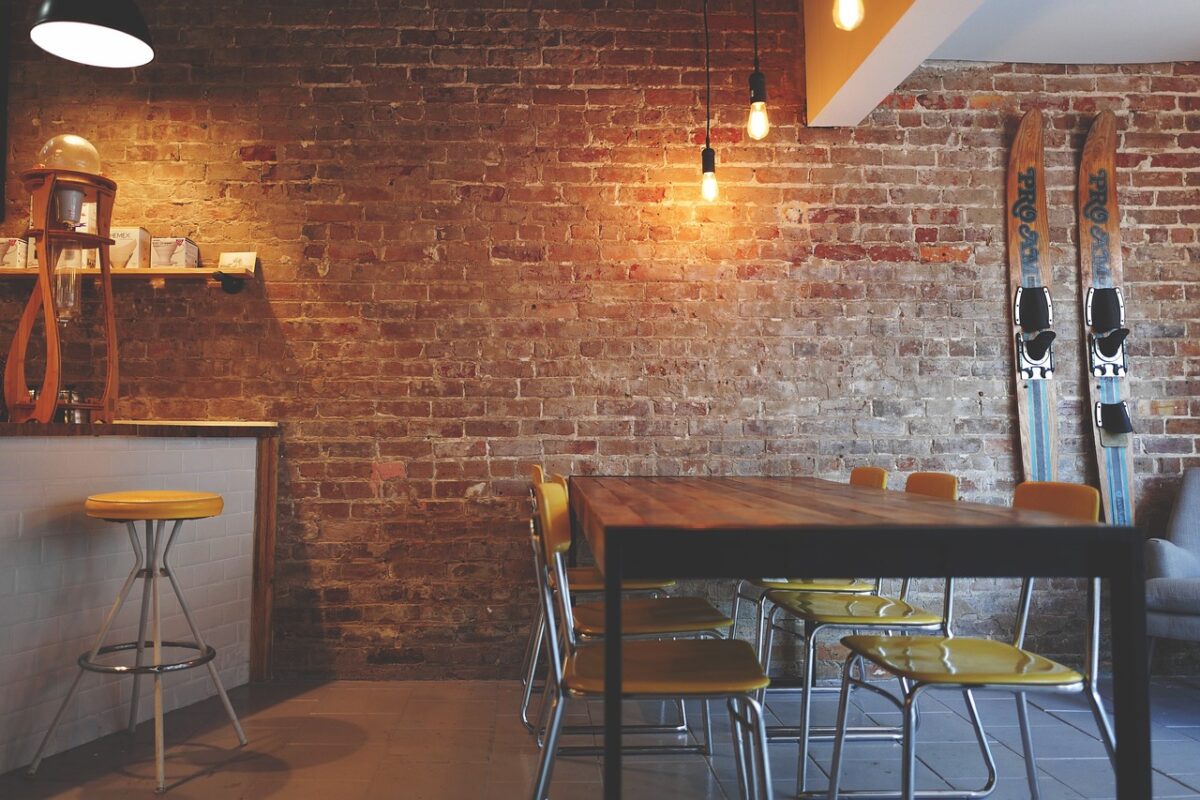 Empty table in coffee shop struggling to keep customers during tough times
